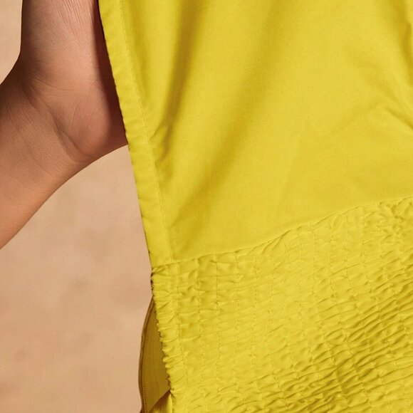 Yellow Elegant Women's Vacation One-Shoulder Chest Knot design crop top & pants - Picture 7 of 7